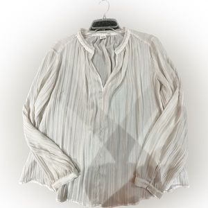 GUC GAP Blouse, Size L Cream and Silver